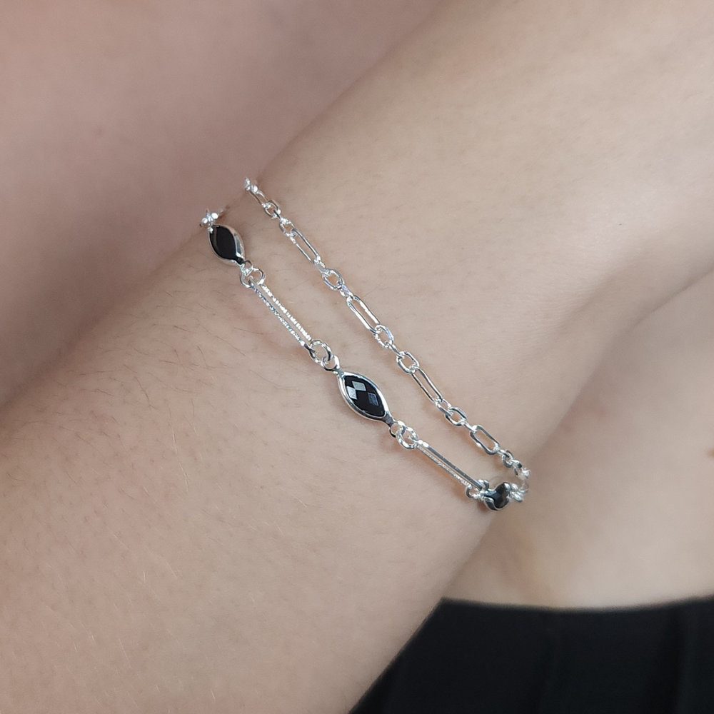 Pulseira cristal oval com elos longos chapeado - Imagem 3