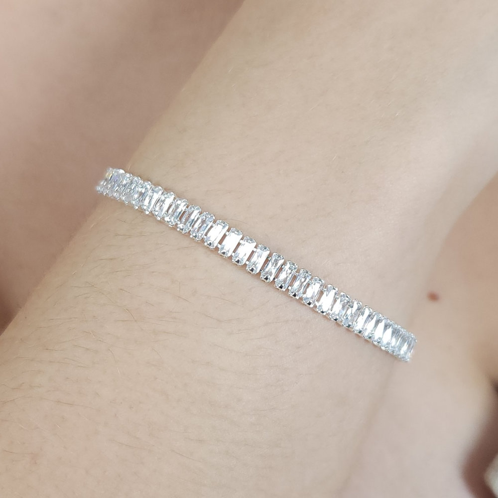 Pulseira pedras baguetes cristal