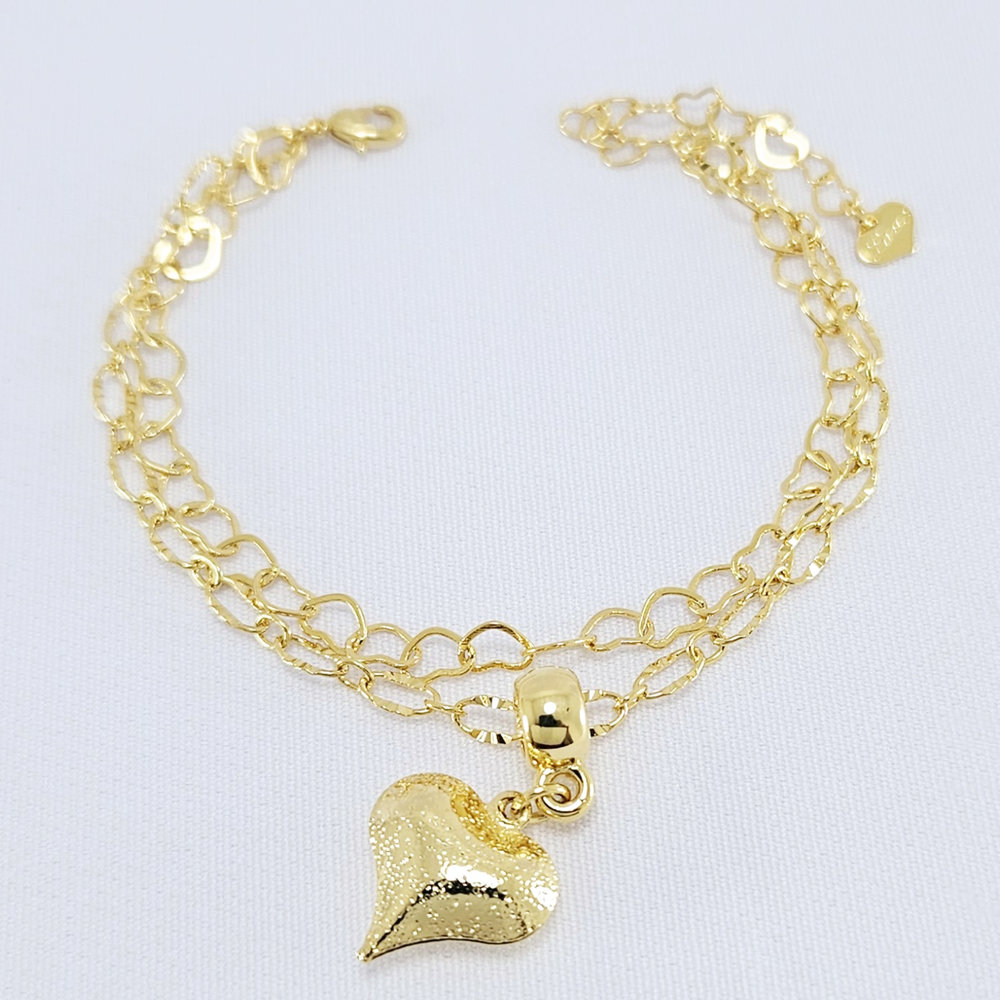 Pulseira dupla com pingenrte de coração