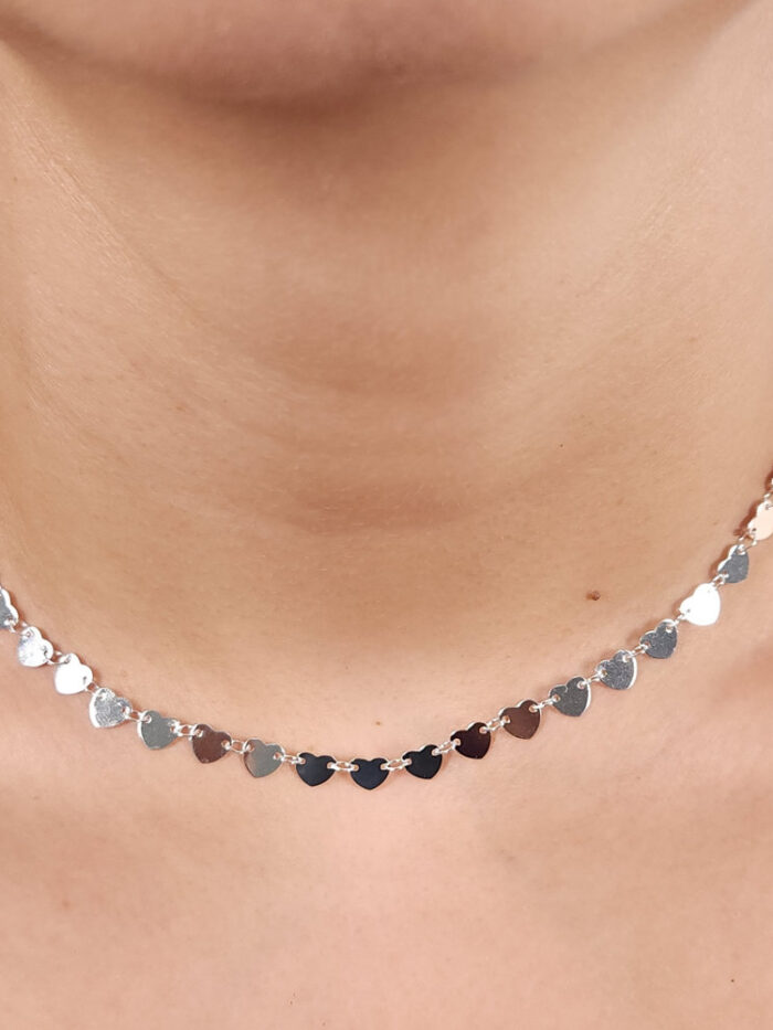 Gargantilha chocker com coração liso chapeado