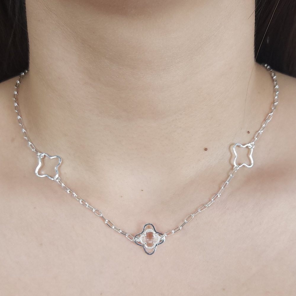 Gargantilha chocker elos trevo detalhados - Imagem 4