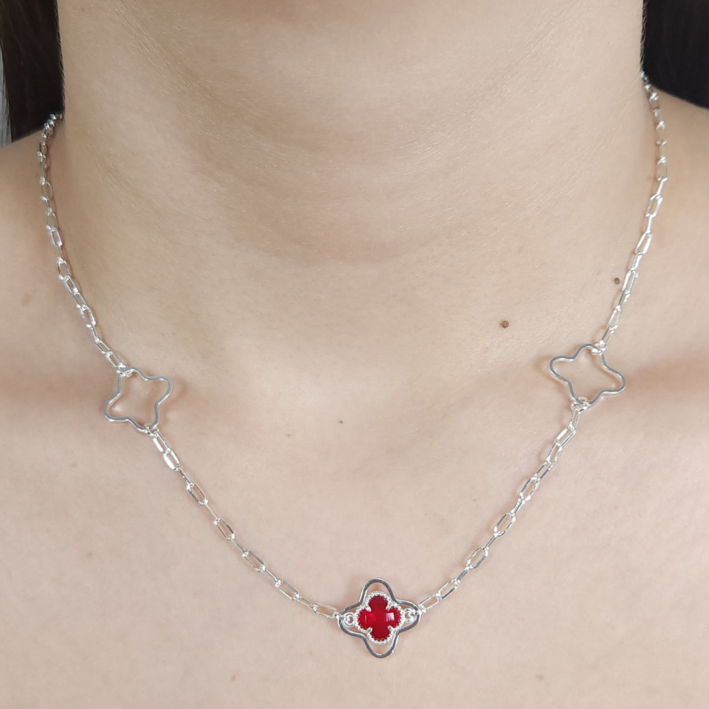 Gargantilha chocker elos trevo detalhados - Imagem 2