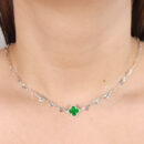 Gargantilha choker elos corações e oval torcido com trevo