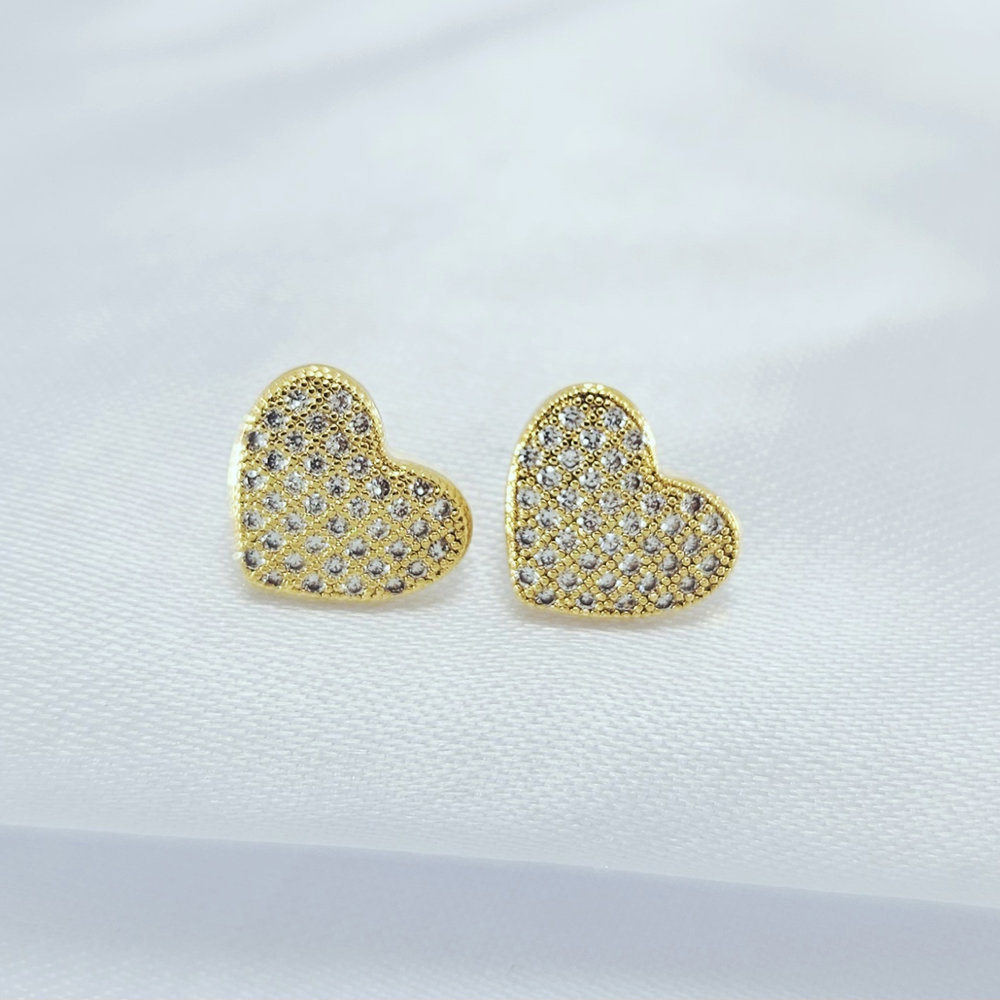 Brinco coração cravejado - Imagem 2