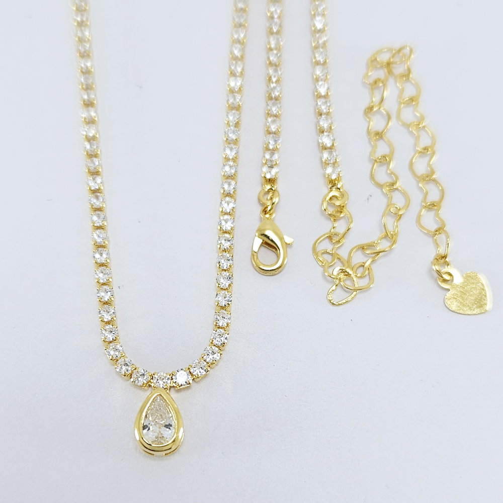 Choker riviera pingente gota cristal