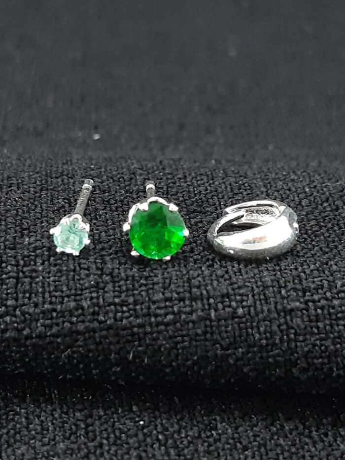 Trio de brincos pontos de luz e argolinha lisa