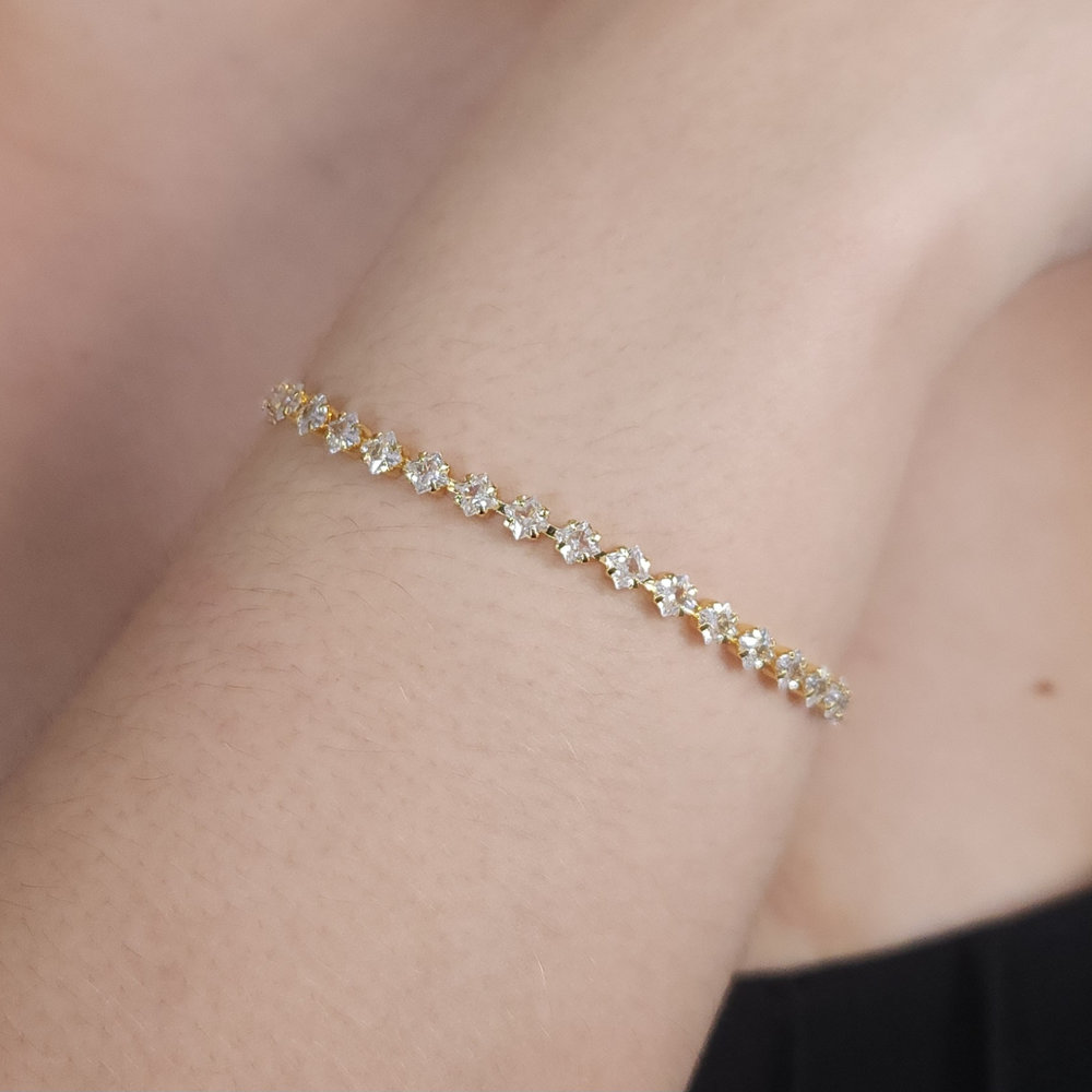 Pulseira riviera cristal dourada