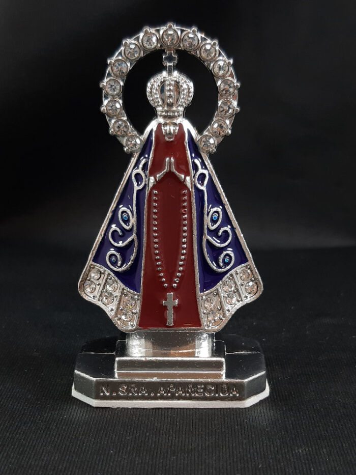 Enfeite decorativo nossa senhora de aparecida prateada