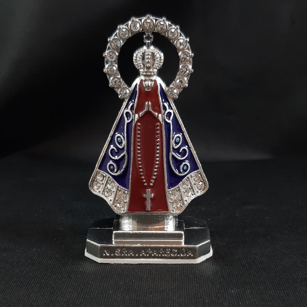 Enfeite decorativo nossa senhora de aparecida prateada