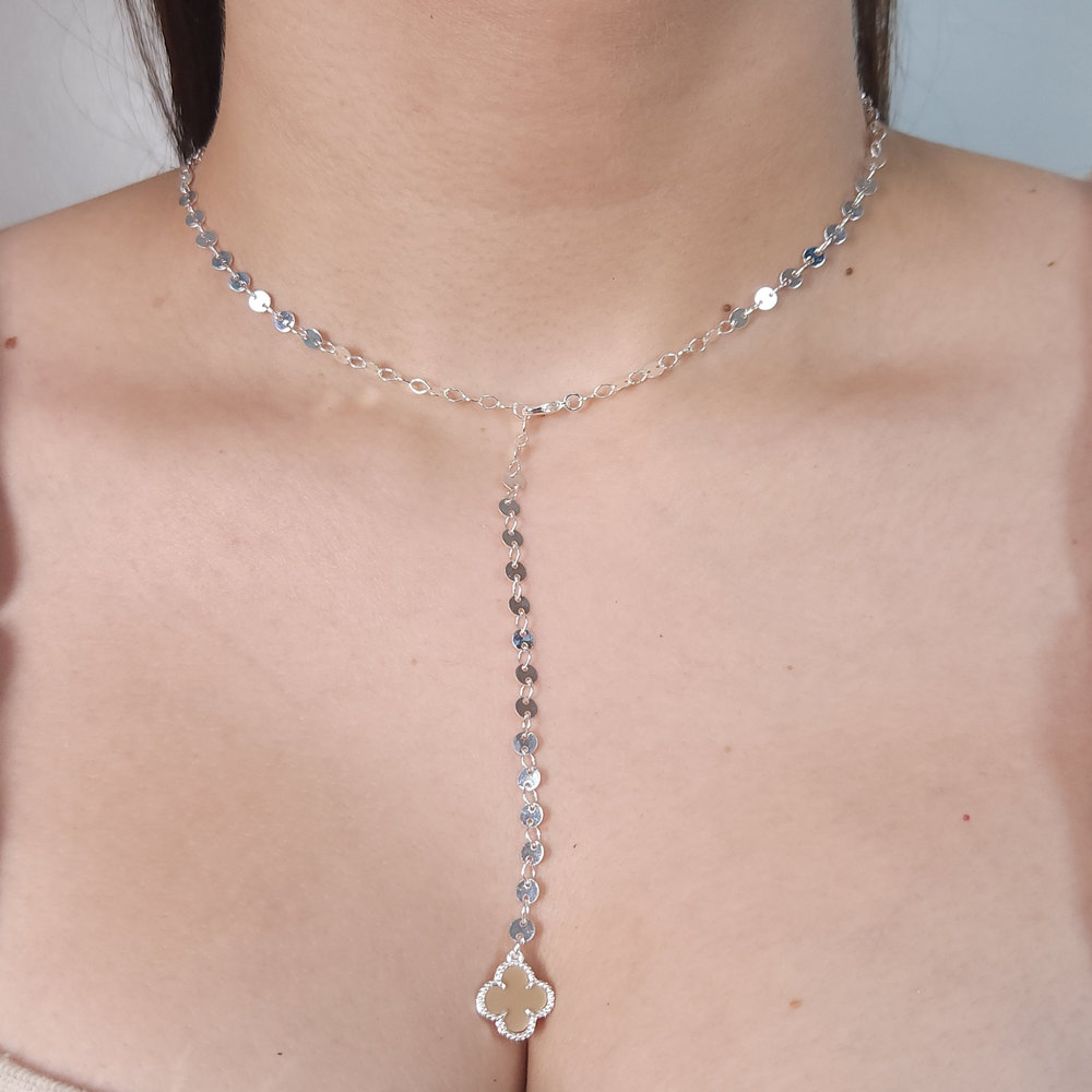 Gargantilha estilo trevo com elo chapeado - Imagem 5