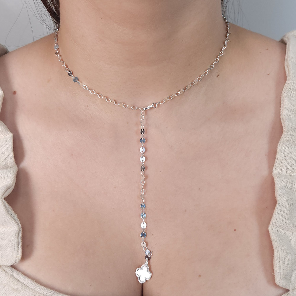 Gargantilha estilo trevo com elo chapeado - Imagem 3