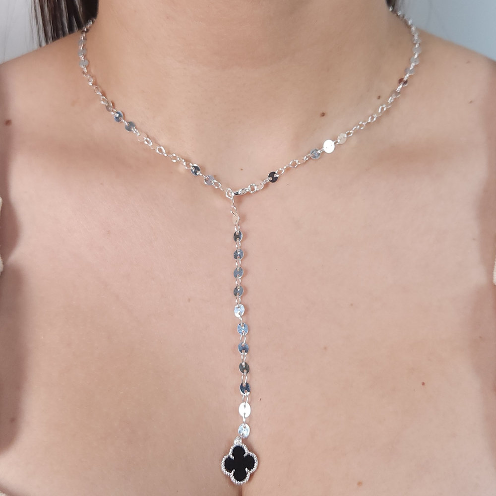 Gargantilha estilo trevo com elo chapeado - Imagem 2