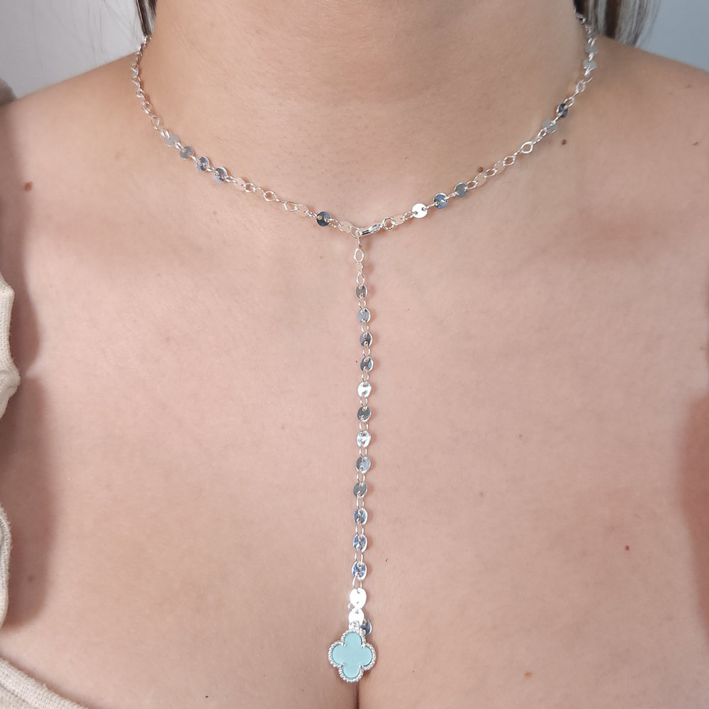 Gargantilha estilo trevo com elo chapeado - Imagem 4