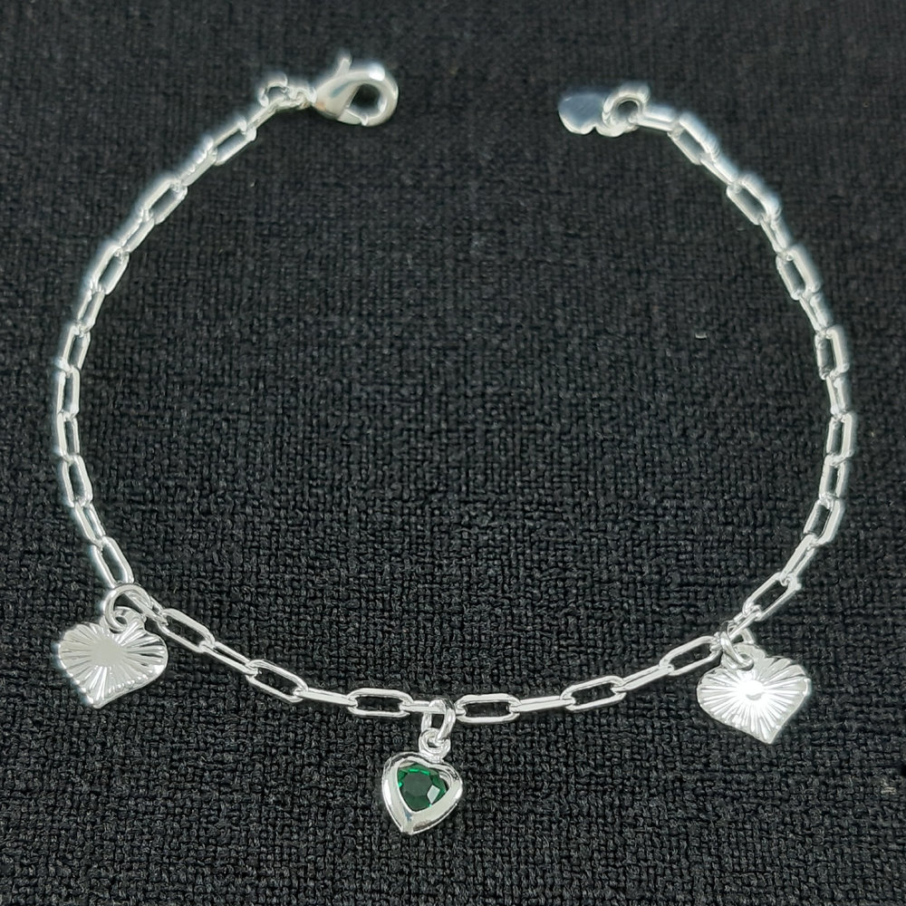 Pulseira infantil coração com pedra e trabalhado - Imagem 2