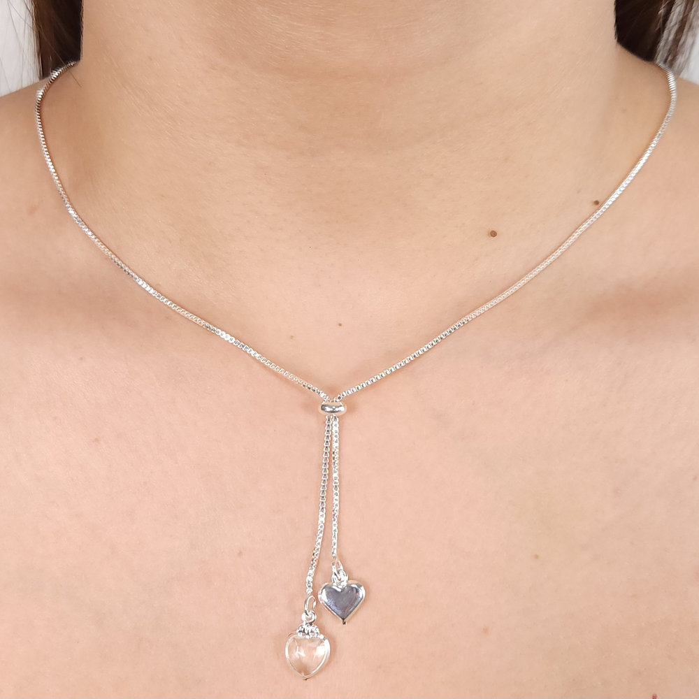 Gravatinha coração liso com cristal