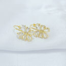 Brinco gancho de pressão borboleta cristal