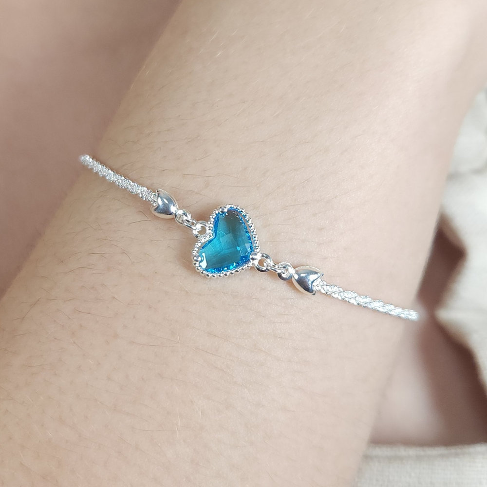 Pulseira elos trançados com coração - Imagem 4