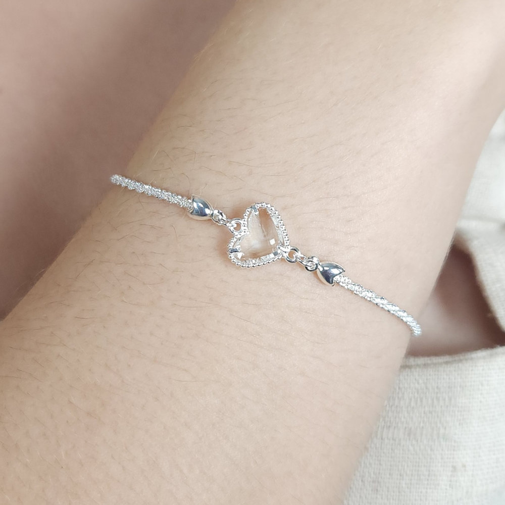 Pulseira elos trançados com coração - Imagem 2