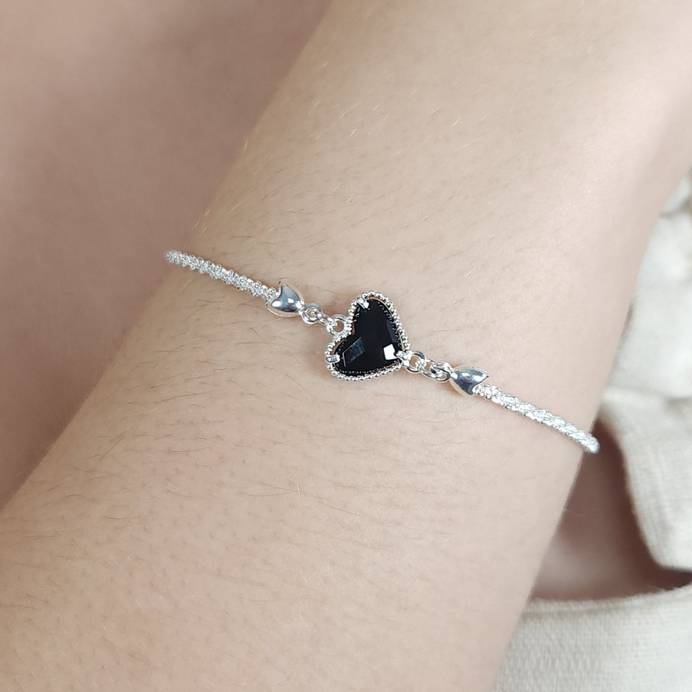 Pulseira elos trançados com coração - Imagem 3