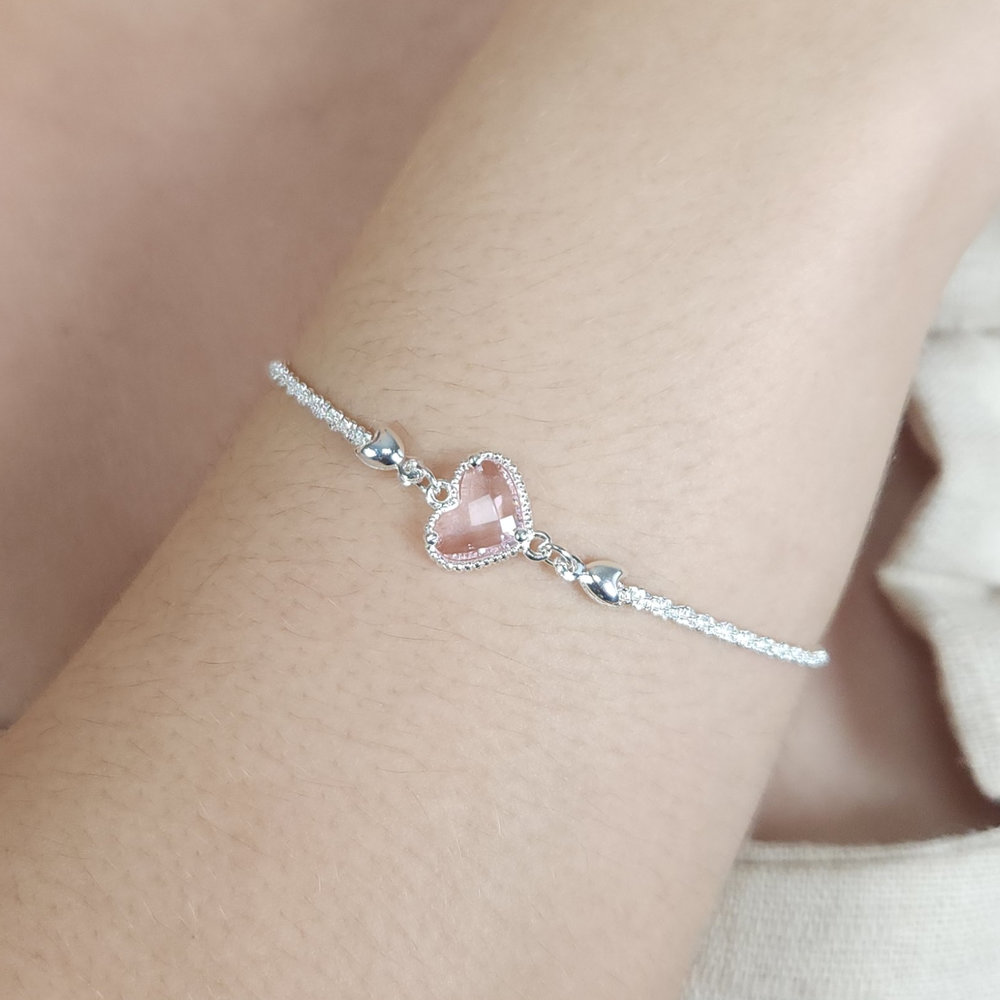 Pulseira elos trançados com coração