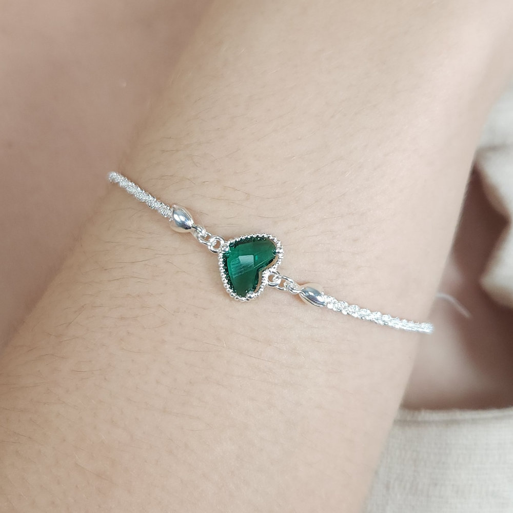 Pulseira elos trançados com coração - Imagem 5