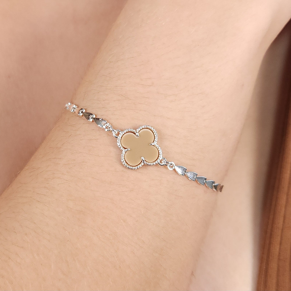 Pulseira elos liso com trevo - Imagem 3