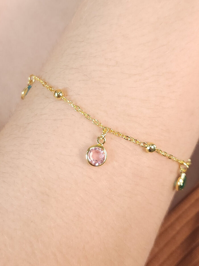 Pulseira pedras colorida pêndulo