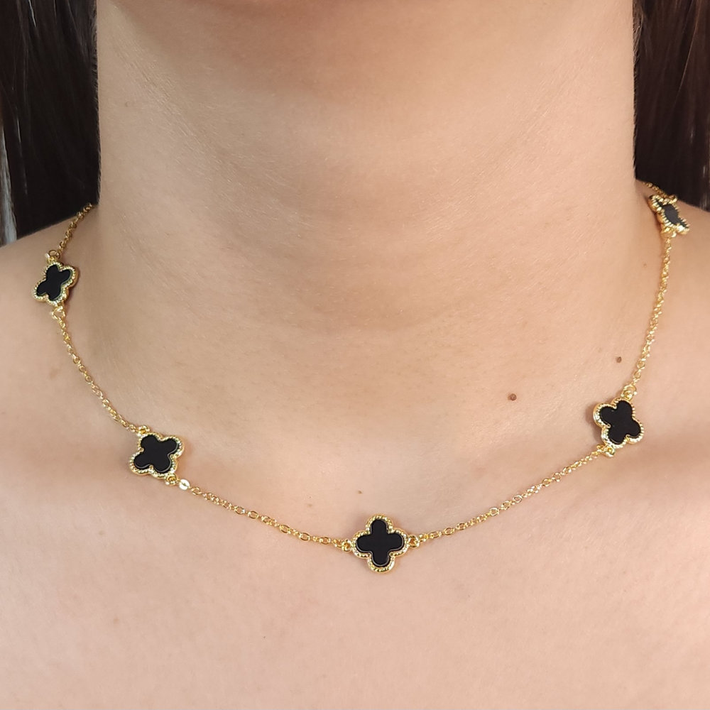 Gargantilha chocker trevo com elos vazados - Imagem 2
