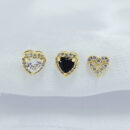 Trio de brincos corações cravejado