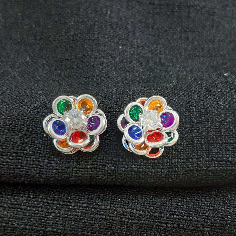 Brinco flor colorido cristal