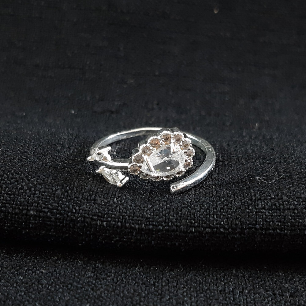 Anel flor com pedra cristal