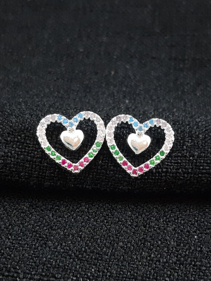 Brinco coração colorido