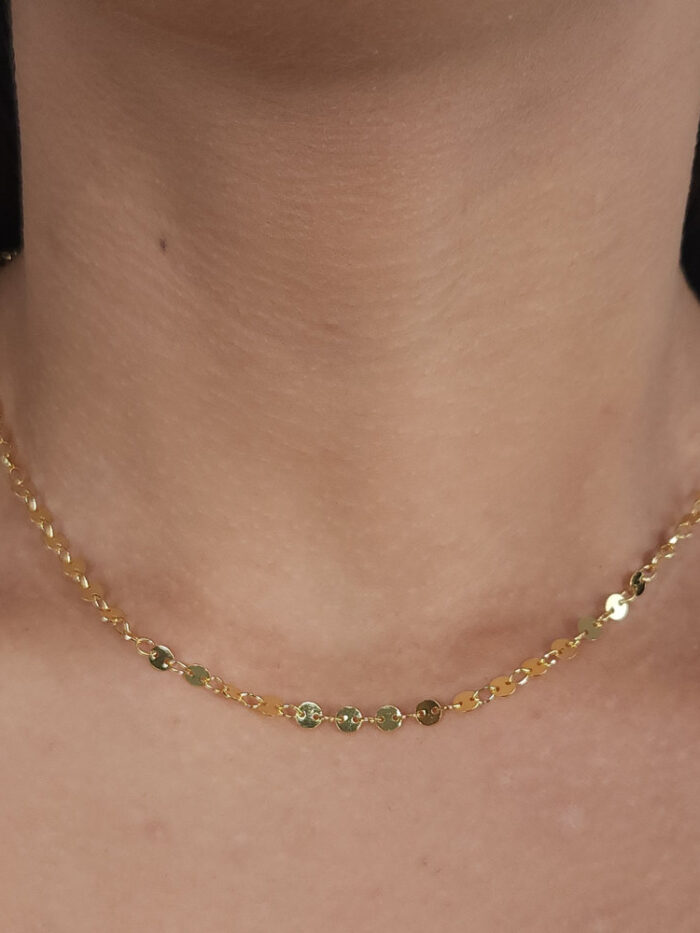 Gargantilha chocker elos chapeado dourado