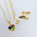 Conjunto coração símbolo  do  autismo