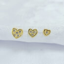 Trio de brincos coração com pedrinhas