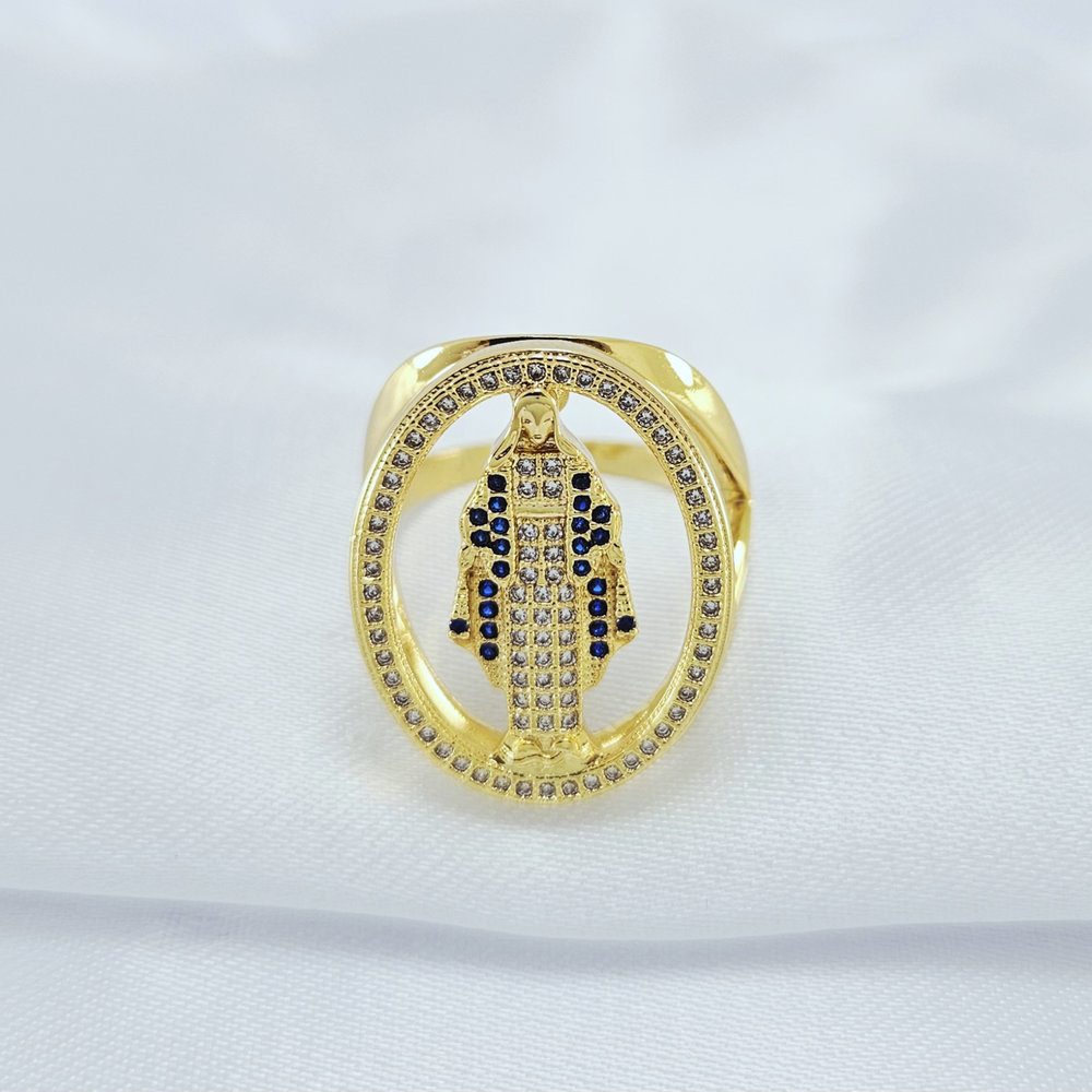Anel Nossa Senhora das graças detalhe cravejado - Imagem 2