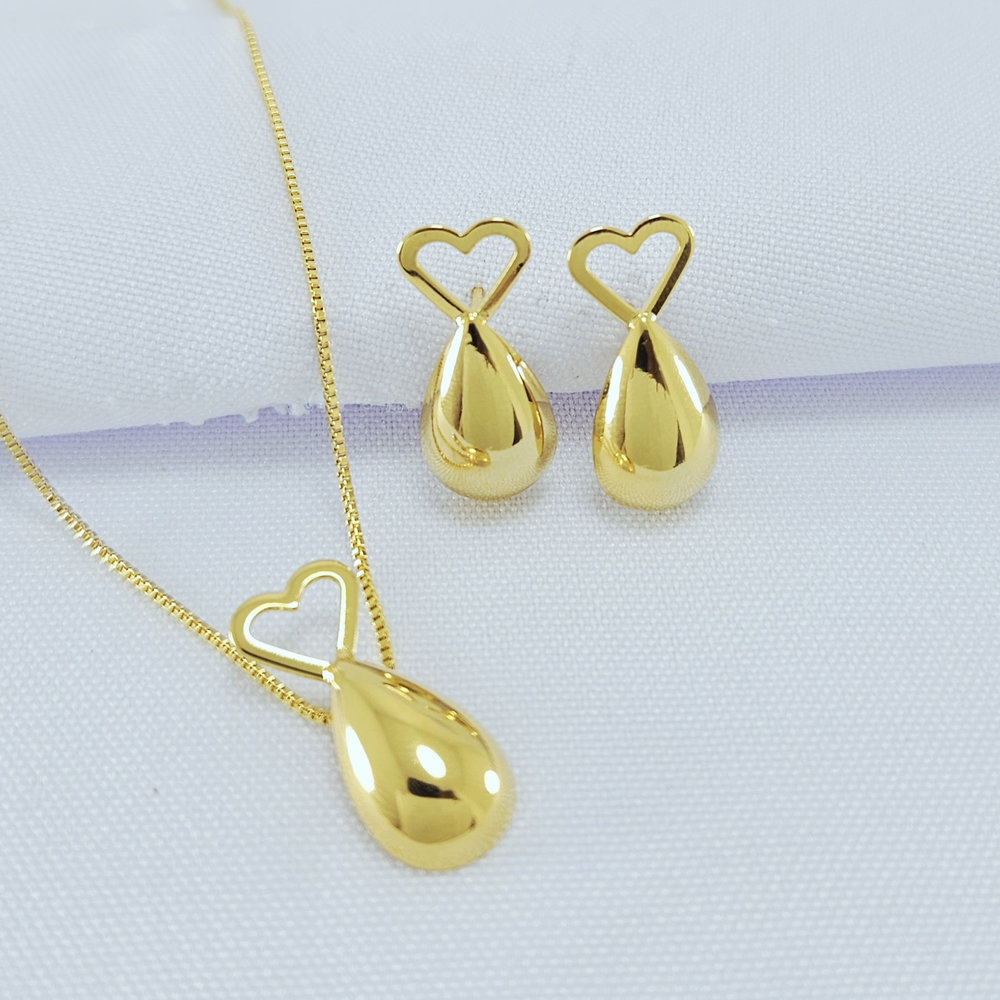 Conjunto base coração vazado com gota