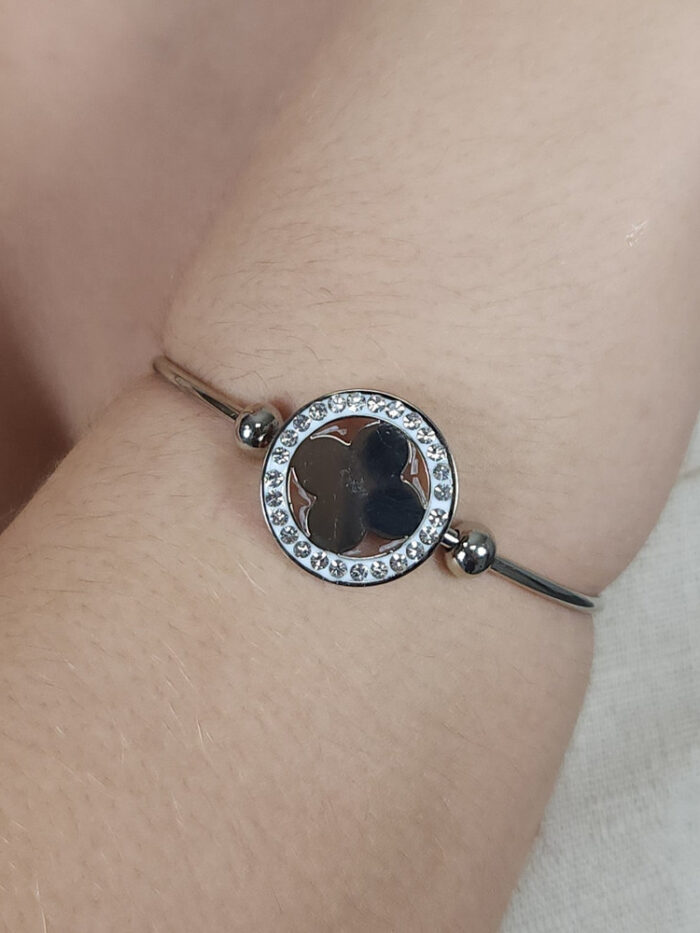 Pulseira bracelete trevo cravejado