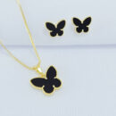 Conjunto borboleta preta borda detalhada