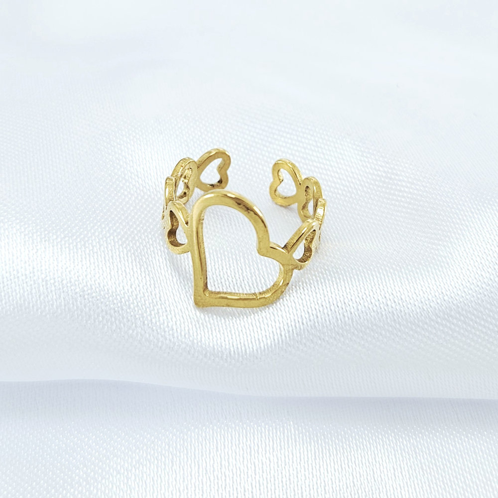 Anel fio corações dourado - Imagem 2