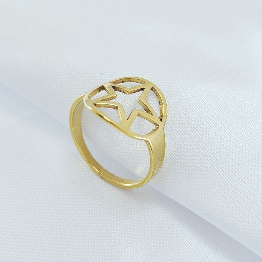Anel redondo estrela vazado - Imagem 2