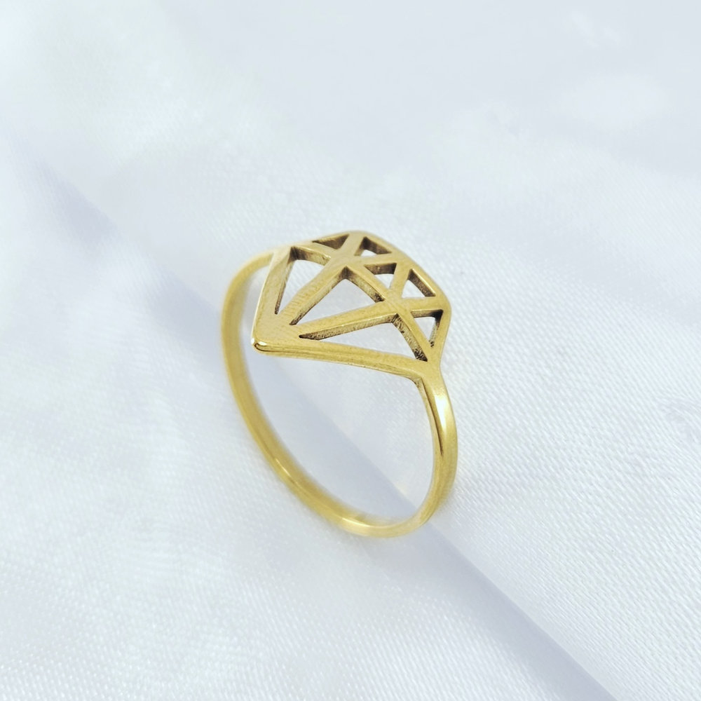 Anel diamante vazado