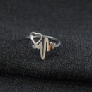 Anel fio batimento cardíaco com coração vazado