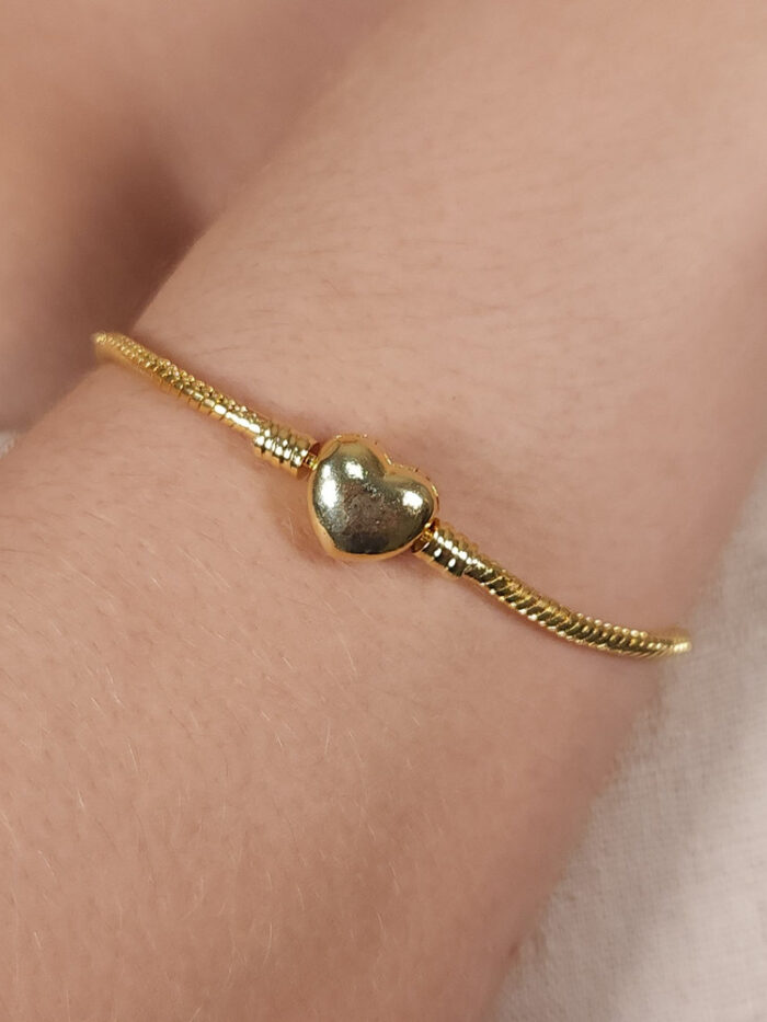 Pulseira berloque coração dourado