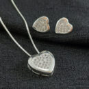 Conjunto coração borda lisa e cravejado