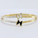 Bracelete fio duplo com pequenos cristais e borboleta