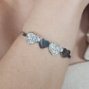 Bracelete com detalhe coração liso e cravejado