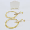 Brinco fios riviera pêndulo oval ondulado vazado