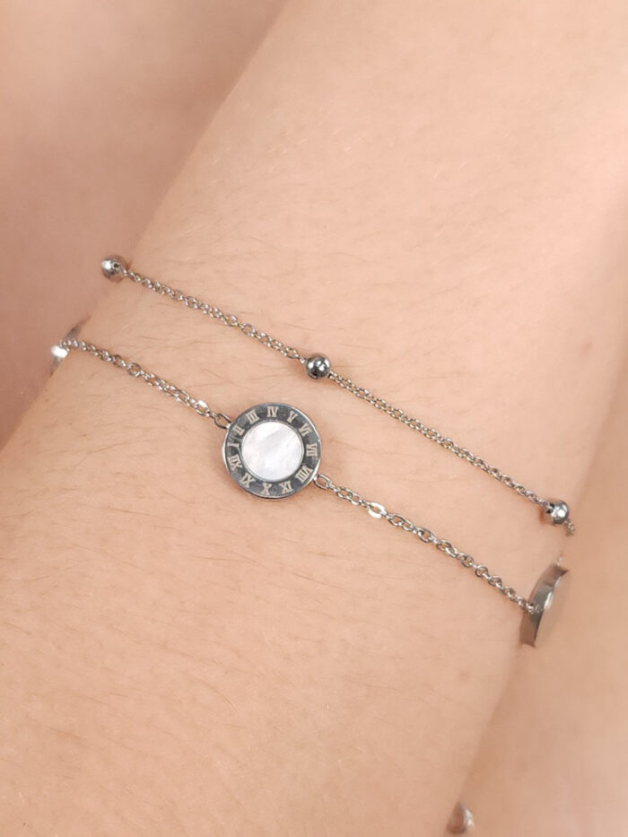 Pulseira dupla bolinha com cículos borda detalhada