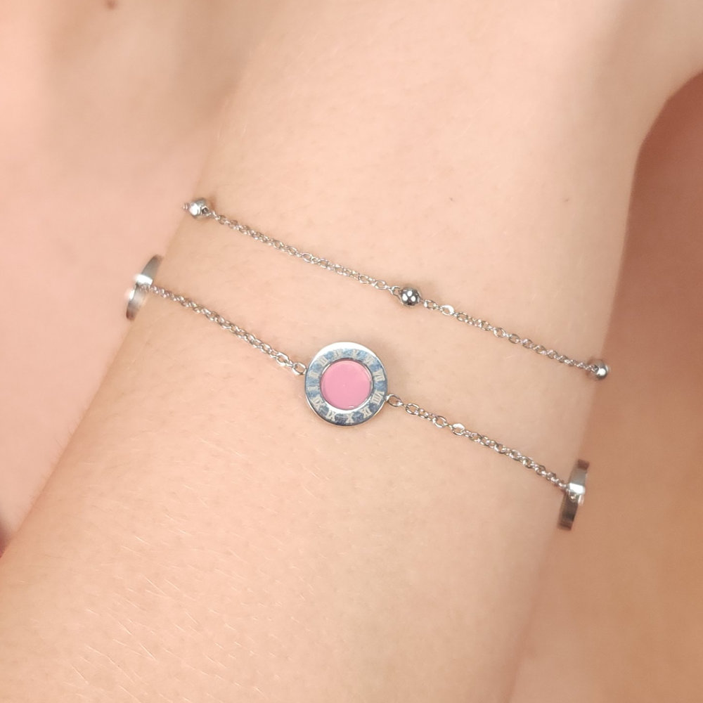 Pulseira dupla bolinha com cículos borda detalhada - Imagem 2